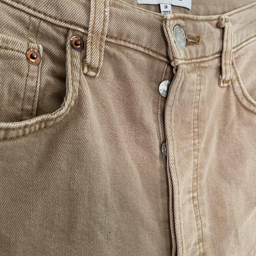RE/DONE Jeans Womens 28 Washed Khaki‎ 70s Ultra High Rise Stove Pipe Button Fly - Picture 4 of 14